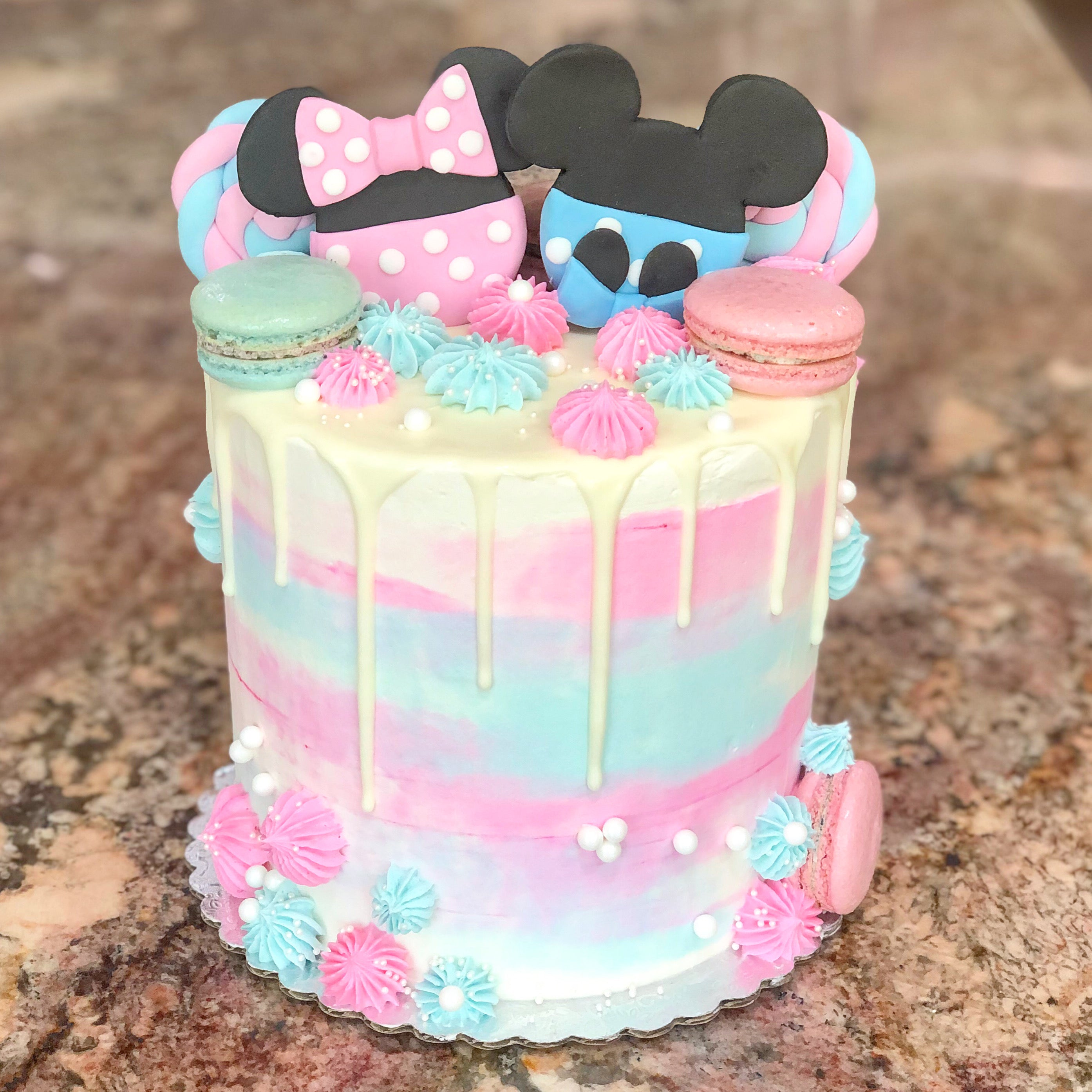 Mickey & Minnie Gender Reveal Cake