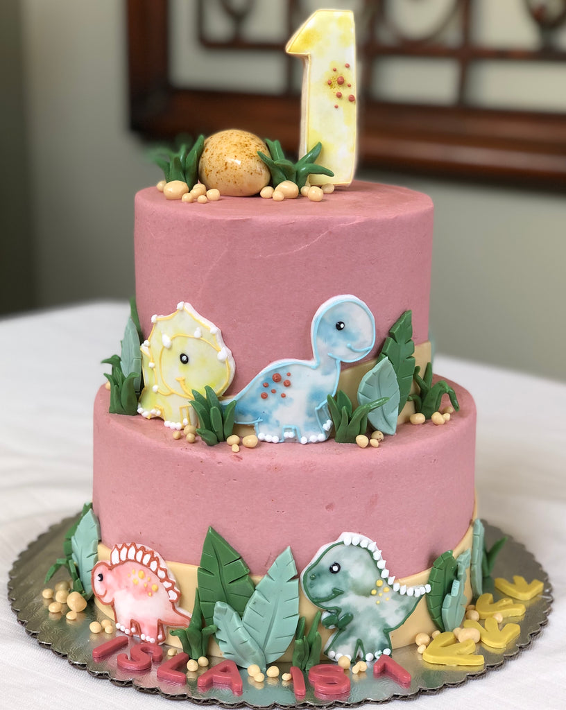 Baby Dino Two Tier Cake – Baked by Bri